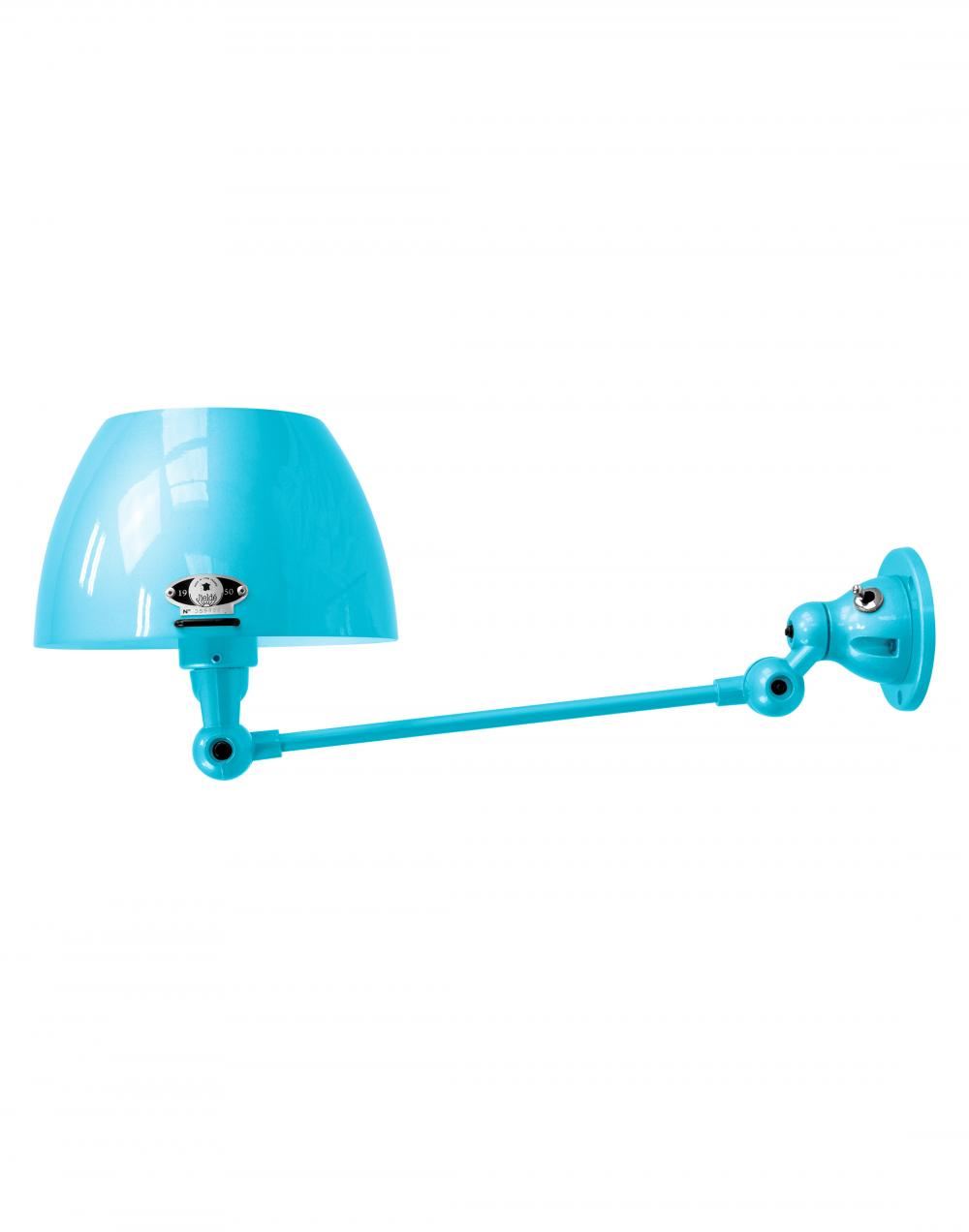 Jielde Aicler One Arm Adjustable Wall Light Curved Shade Pastel Blue Gloss Hardwired No Switch