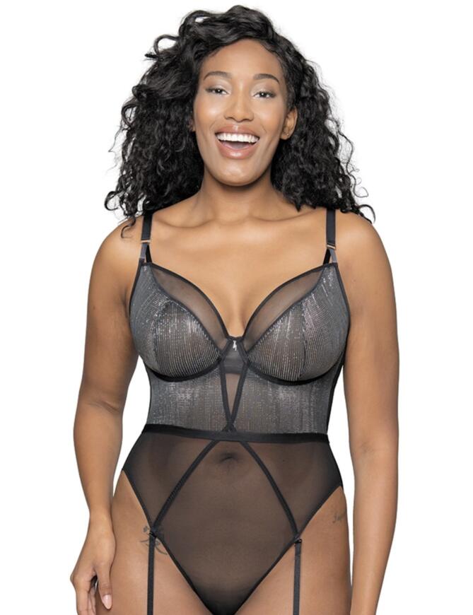 Look and feel fabulous in the dazzling new Sparks Fly range, by Curvy Kate! Offering a truly glamorous look, with a nod to 70s disco, this collection will ensure you're ready to dance the night away, no matter the occasion! This body offers a deep plunging centre to showcase a beautiful cleavage and also features underwired cups to ensure you stay comfortable and supported. The cups are non-padded for a natural look and feel and the body secures at the rear with a traditional hook and eye closure. This body also features adjustable straps and semi-sheer mesh rear for a tempting look.  Fun and glamorous design Comfortable fit Underwired support Non-padded cups Adjustable straps Hook and eye closure Semi-sheer mesh design Matching coordinates available Composition:- 61% Polyamide &pipe; 31% Polyester &pipe; 5% Elastane &pipe; 3% Metal Fibre Gusset: 100% Cotton RRP £48.00 Listed in UK sizes  40098-73360 CK013704 Body