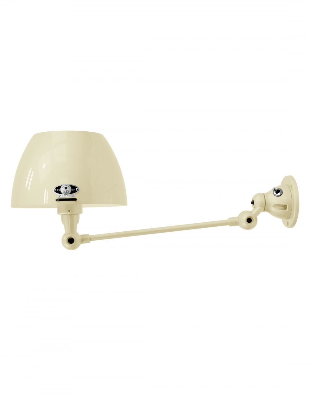 Jielde Aicler One Arm Adjustable Wall Light Curved Shade Ivory Matt Integral Switch On Base