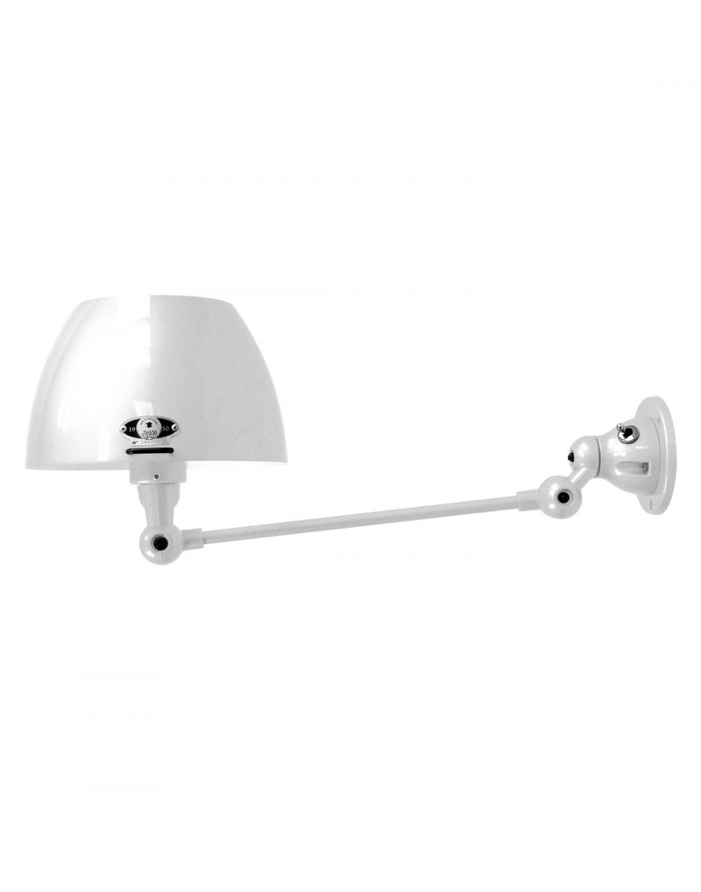 Jielde Aicler One Arm Adjustable Wall Light Curved Shade Silver Grey Gloss Hardwired No Switch