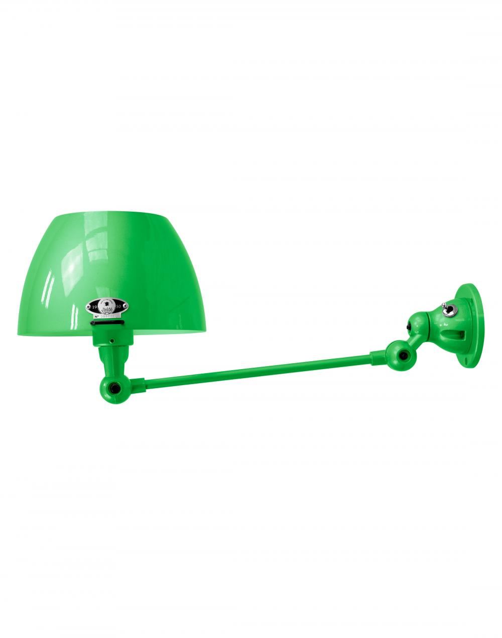 Jielde Aicler One Arm Adjustable Wall Light Curved Shade Apple Green Gloss Integral Switch On Base