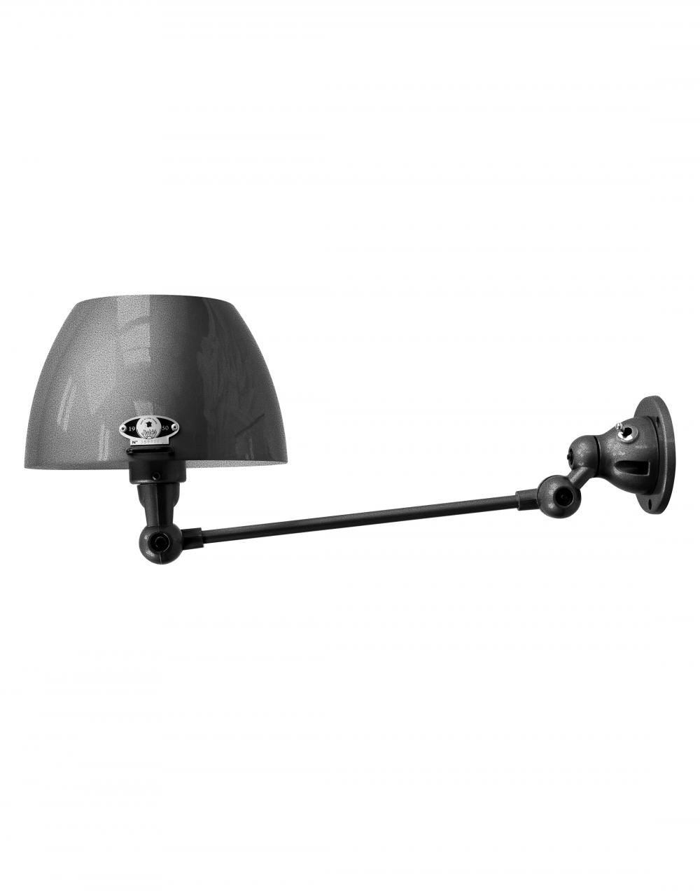 Jielde Aicler One Arm Adjustable Wall Light Curved Shade Black Hammered Gloss Integral Switch On Base
