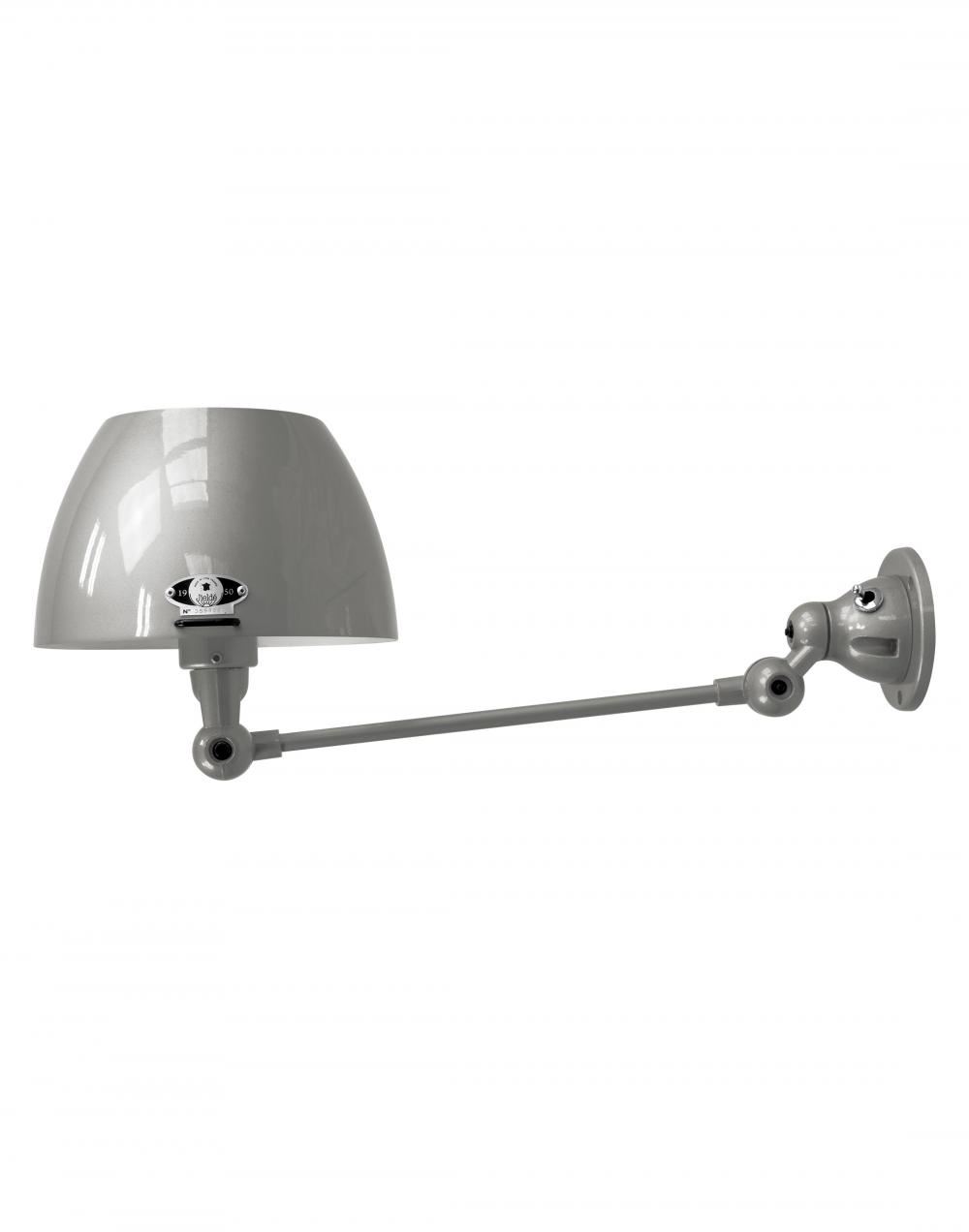 Jielde Aicler One Arm Adjustable Wall Light Curved Shade Mouse Grey Gloss Integral Switch On Base