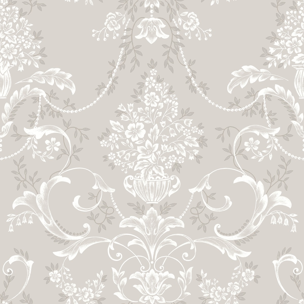 Amelie Floral Damask Wallpaper Grey Rasch 260253