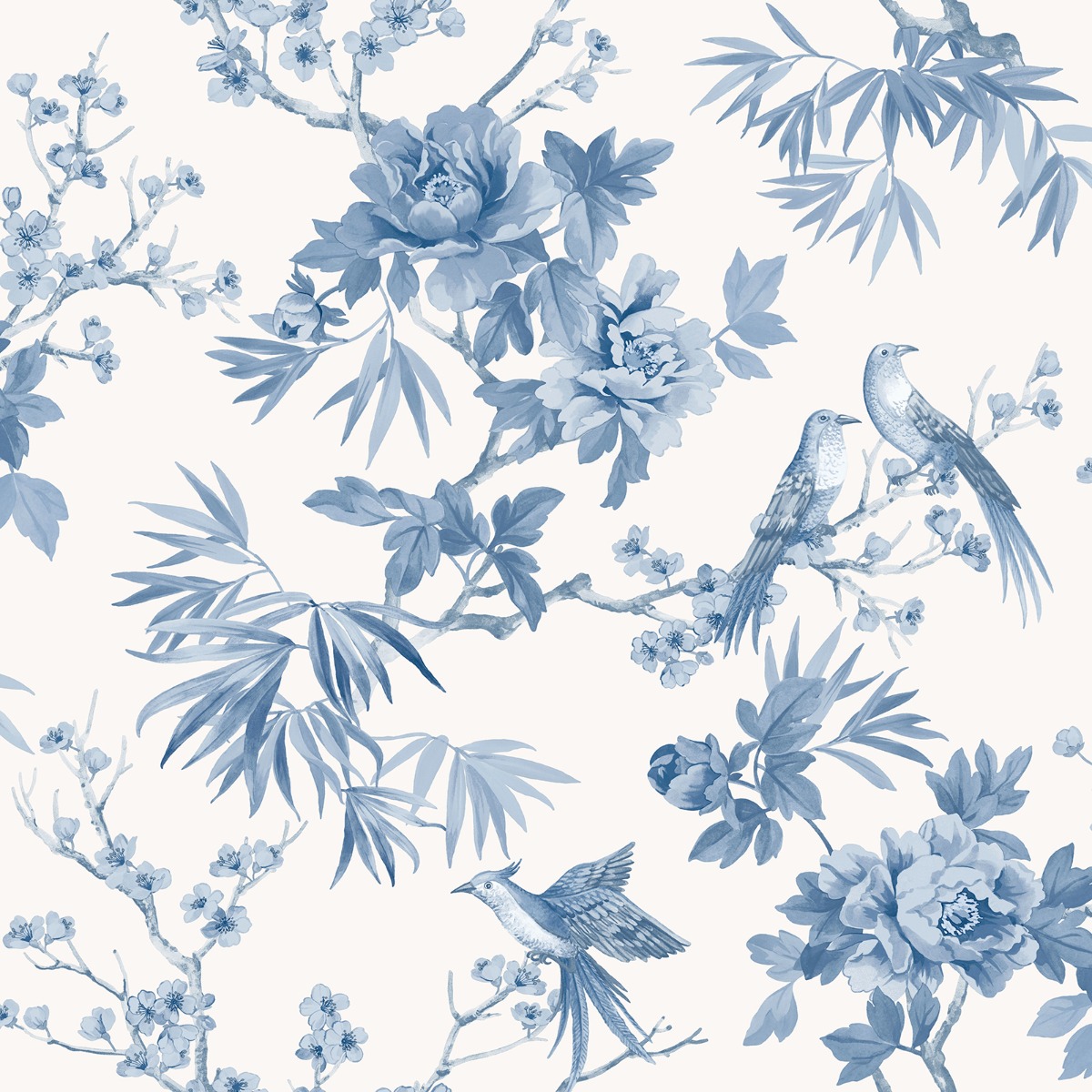 Amelie Chinoiserie Bird Wallpaper Blue / White Rasch 260554