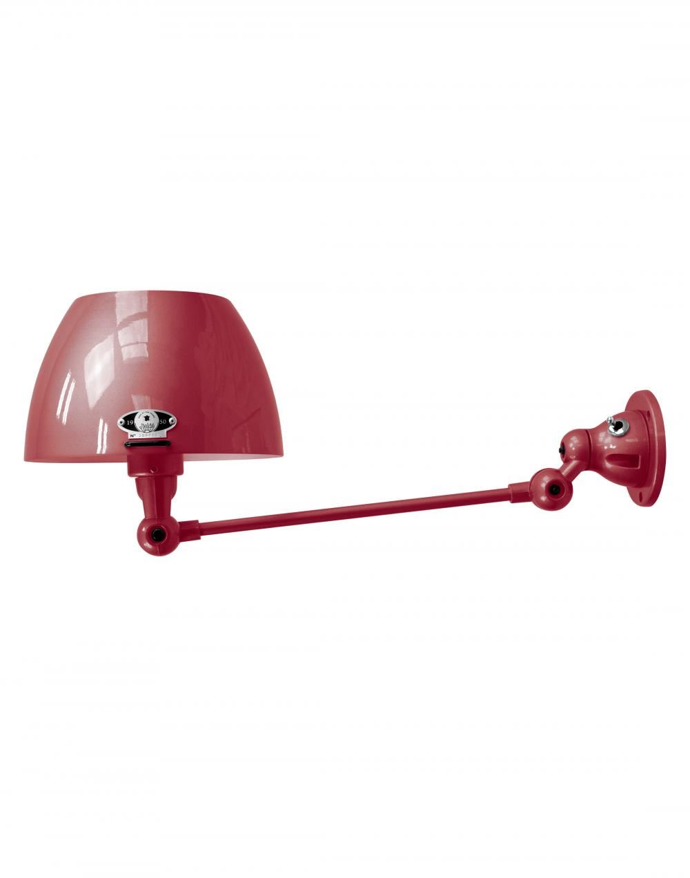 Jielde Aicler One Arm Adjustable Wall Light Curved Shade Burgundy Gloss Integral Switch On Base