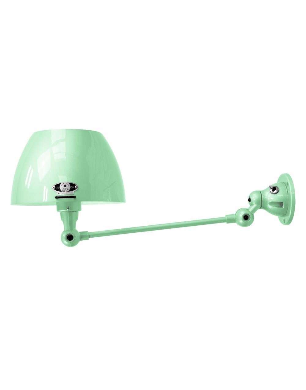Jielde Aicler One Arm Adjustable Wall Light Curved Shade Water Green Matt Hardwired No Switch