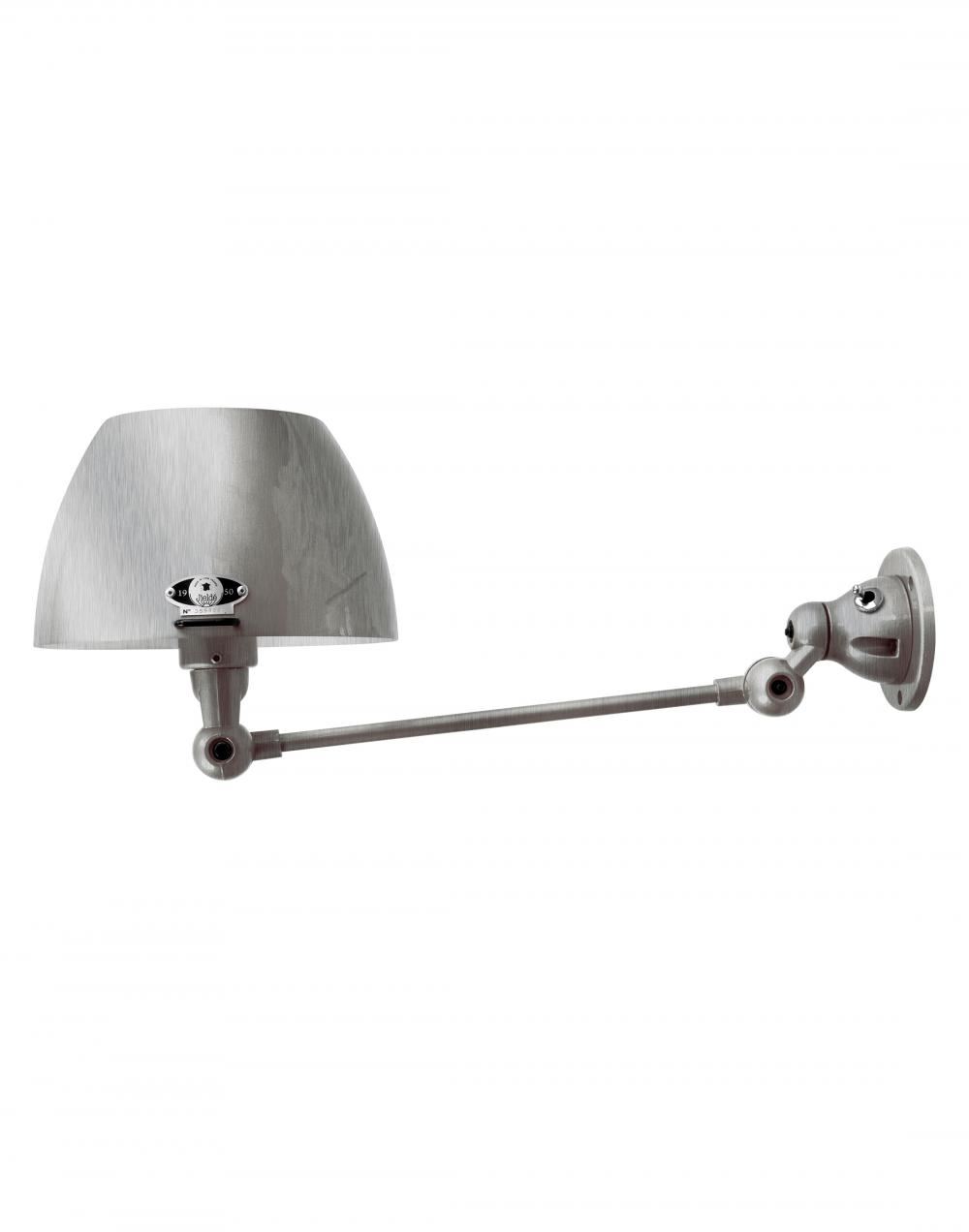 Jielde Aicler One Arm Adjustable Wall Light Curved Shade Brushed Steel Hardwired No Switch