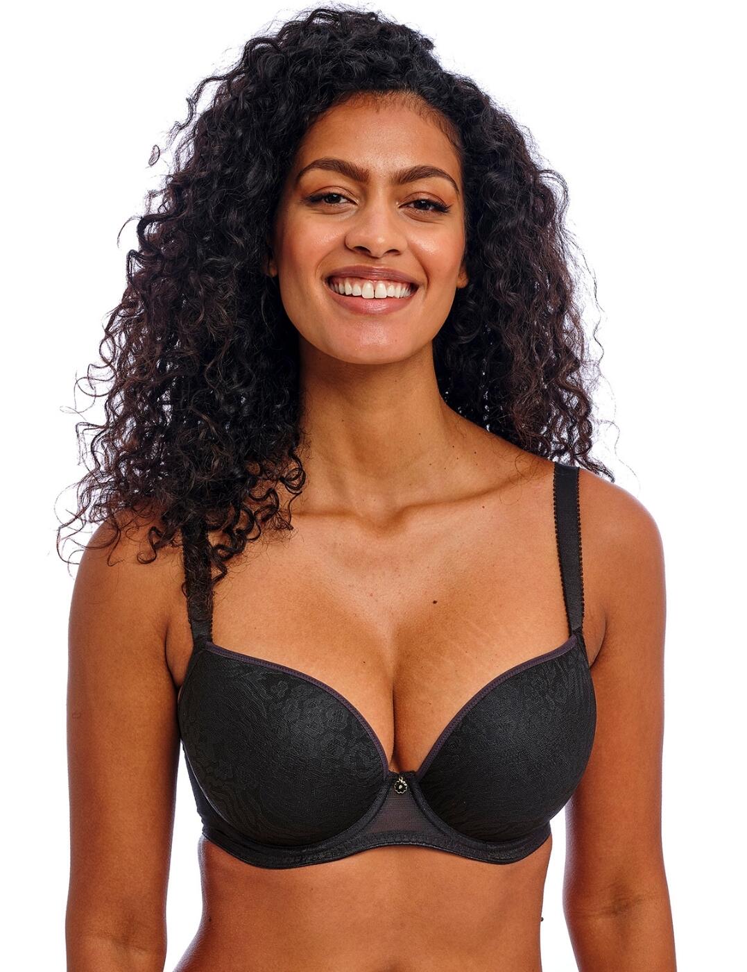 Exude sensuality and elegance with the Freya Love-Haze moulded plunge bra this season. This bra not only offers a plunging neckline but also exudes style with its animal print lace cups that are both elegant and on-trend. The underwire and moulding provide the perfect amount of support and shape to keep you feeling confident throughout your day while the non-padded design ensures maximum comfort. Enhancing its beauty, this bra features a delicate floral enamel charm at the centre front, adding an extra touch of femininity to your ensemble. The adjustable shoulder straps ensure the perfect fit, while the hook and eye closure allow for easy wear and removal. But don't just stop at the bra, complete your look with our matching coordinates.