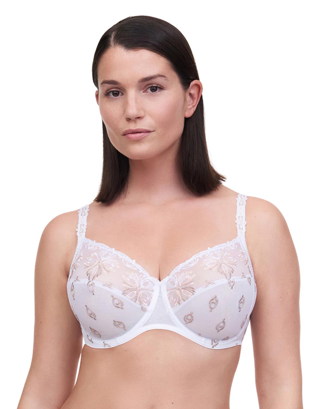 Invest in everyday lingerie that will be as comfortable as it is beautiful with the Champs Elysées collection from Chantelle. This bra features comfortable full-coverage cups with a modest balcony-style neckline. The 3-part cups consist of a side sling detail for extra support, with the top part of the cups being made out of semi-transparent material with contrasting embroidery. Different kinds of embellishments decorate the bottom part of the cups, but no less captivating, easily catching the eye. The underwire easily helps in supporting your bust, with the non-padded design giving you a natural look. To complement the elegant vibe, the adjustable shoulder straps have gorgeous embroidered details on the front.  Classic balcony-style neckline Gorgeous embroidery on the cups Decorative shoulder straps Full-cup design Side slings Adjustable shoulder straps Hook and eye back closure Underwired Non-padded Country of origin: Tunisia Composition: Embroidery - 61% Nylon &pipe; 39% Polyester Composition: Embroidery High Cup - 67% Polyester &pipe; 28% Nylon &pipe; 5% Elastane Composition: Tulle - 71% Nylon &pipe; 29% Elastane Composition: Knit - 100% Nylon Listed in UK sizes  55280-98572-1277858 C26010  Full Cup Bra
