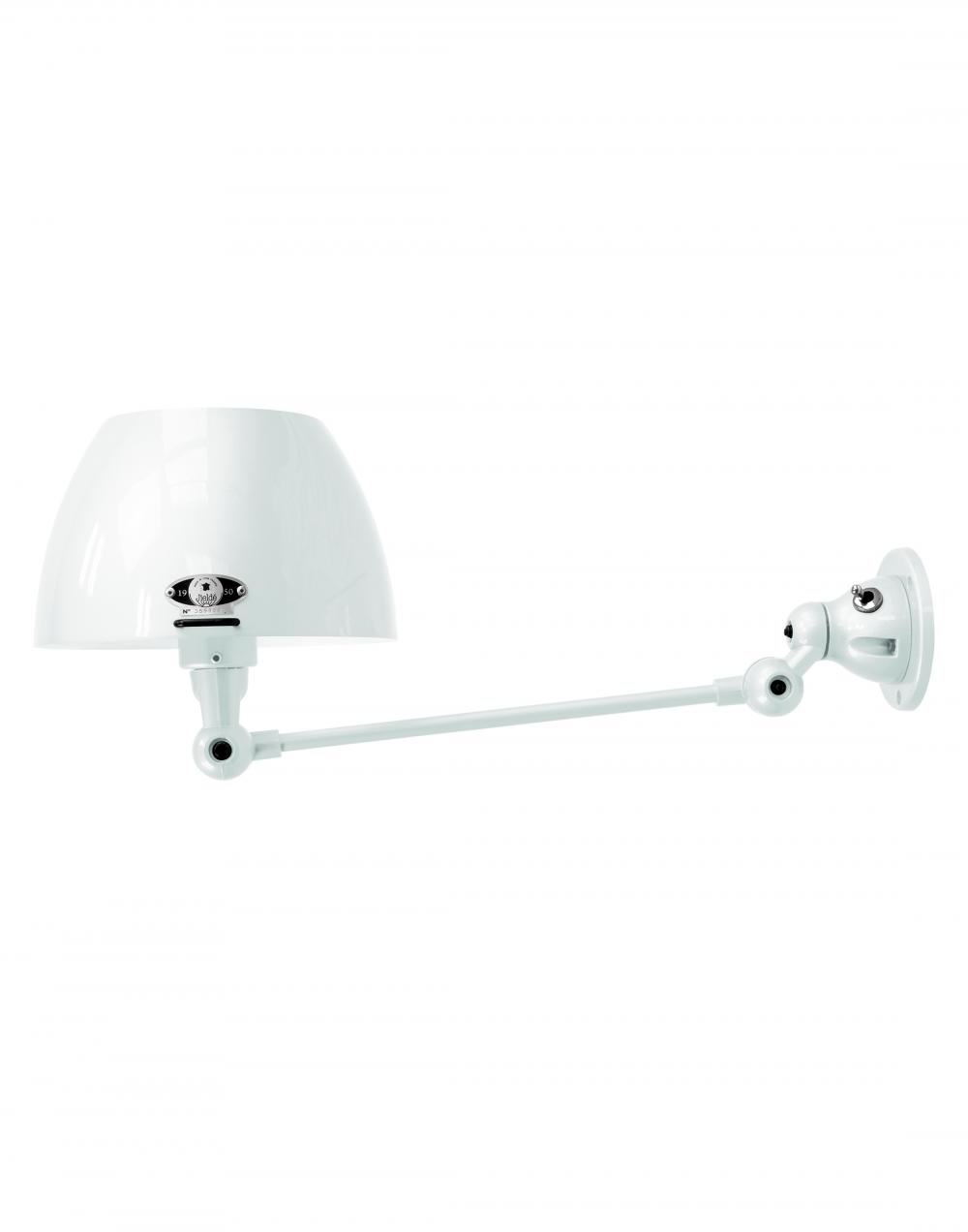 Jielde Aicler One Arm Adjustable Wall Light Curved Shade White Matt Hardwired No Switch