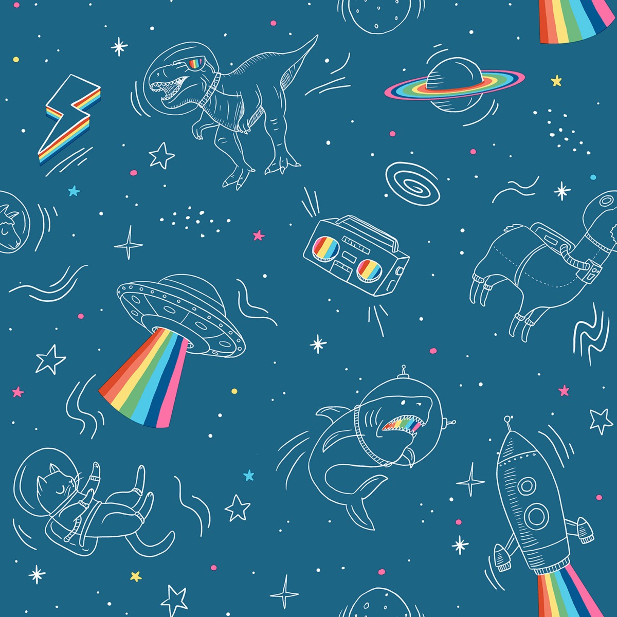 My Kingdom Space Explorer Wallpaper Blue Muriva M36801