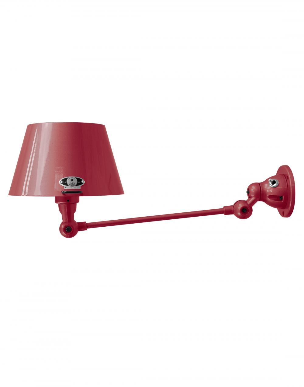 Jielde Aicler One Arm Adjustable Wall Light Straight Shade Burgundy Matt Integral Switch On Wall Base