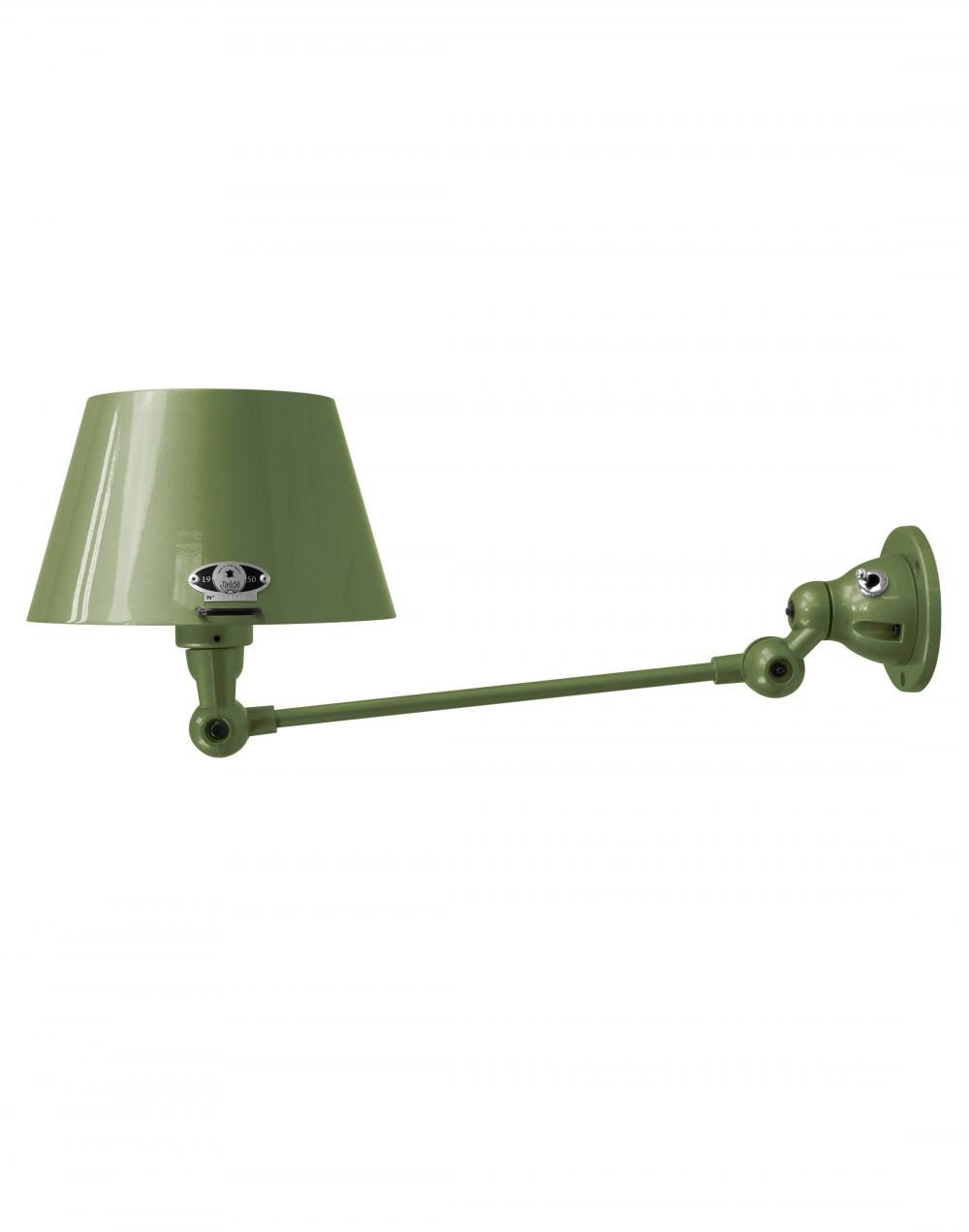 Jielde Aicler One Arm Adjustable Wall Light Straight Shade Olive Gloss Integral Switch On Wall Base