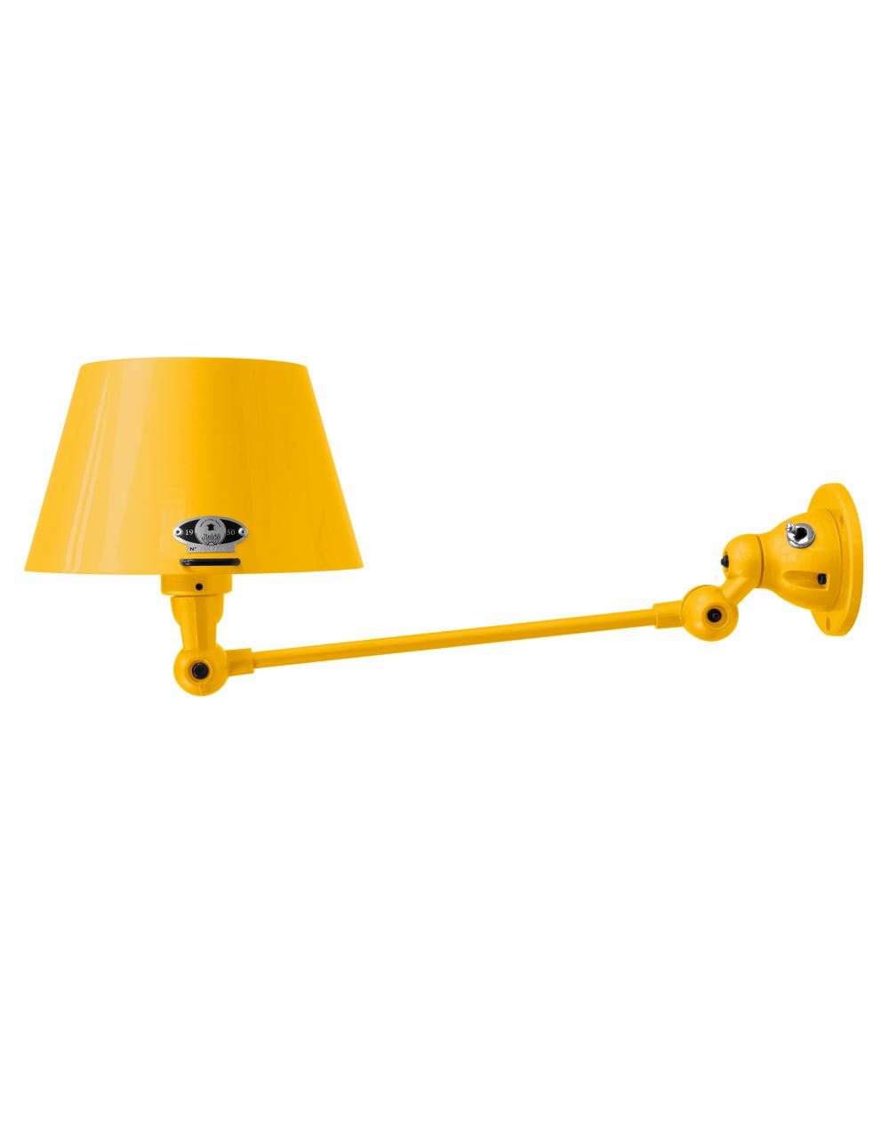 Jielde Aicler One Arm Adjustable Wall Light Straight Shade Mustard Gloss Integral Switch On Wall Base
