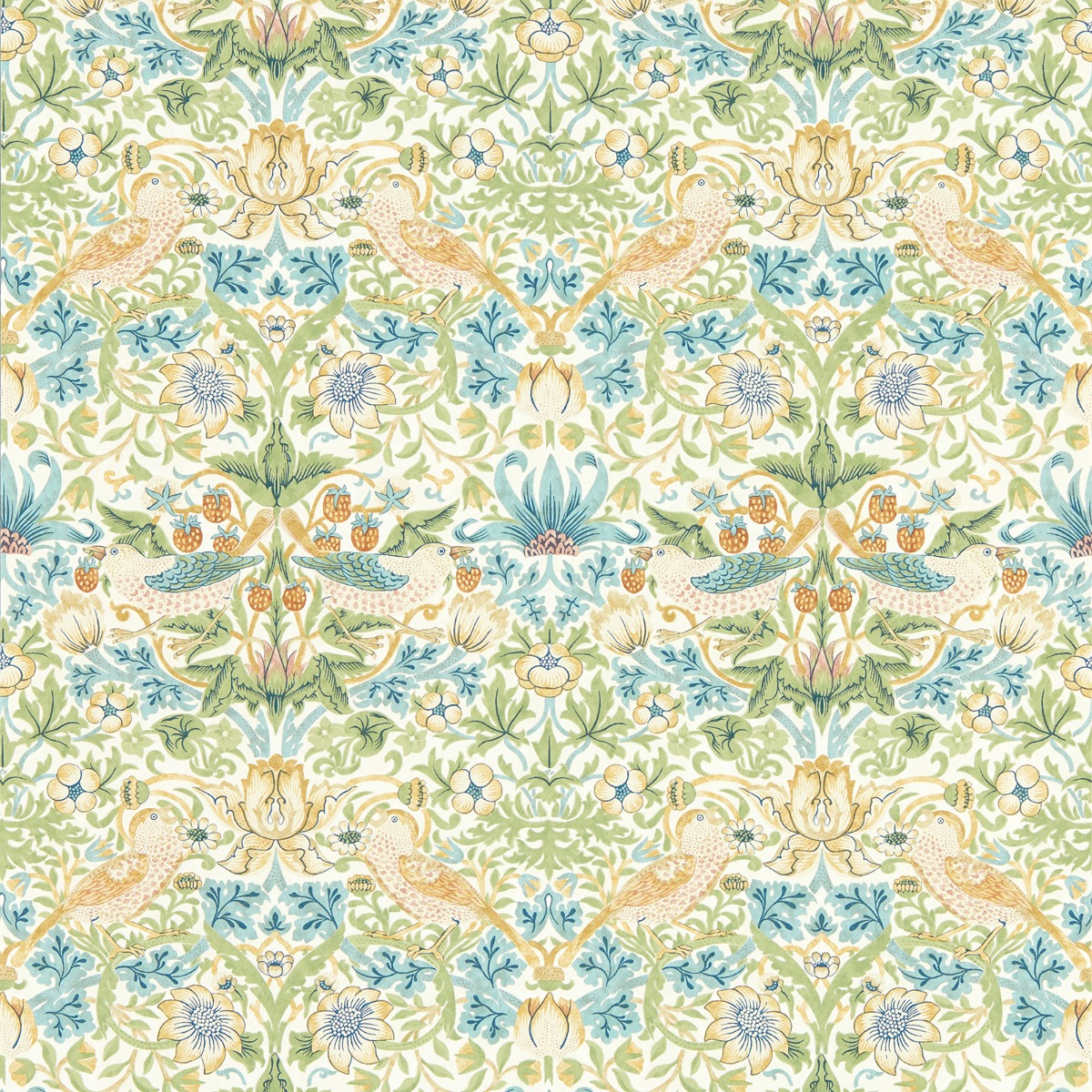 Clarke & Clarke Clarke & Clarke William Morris Design Strawberry Thief Wallpaper Apple Blush Paste The Wall, Green