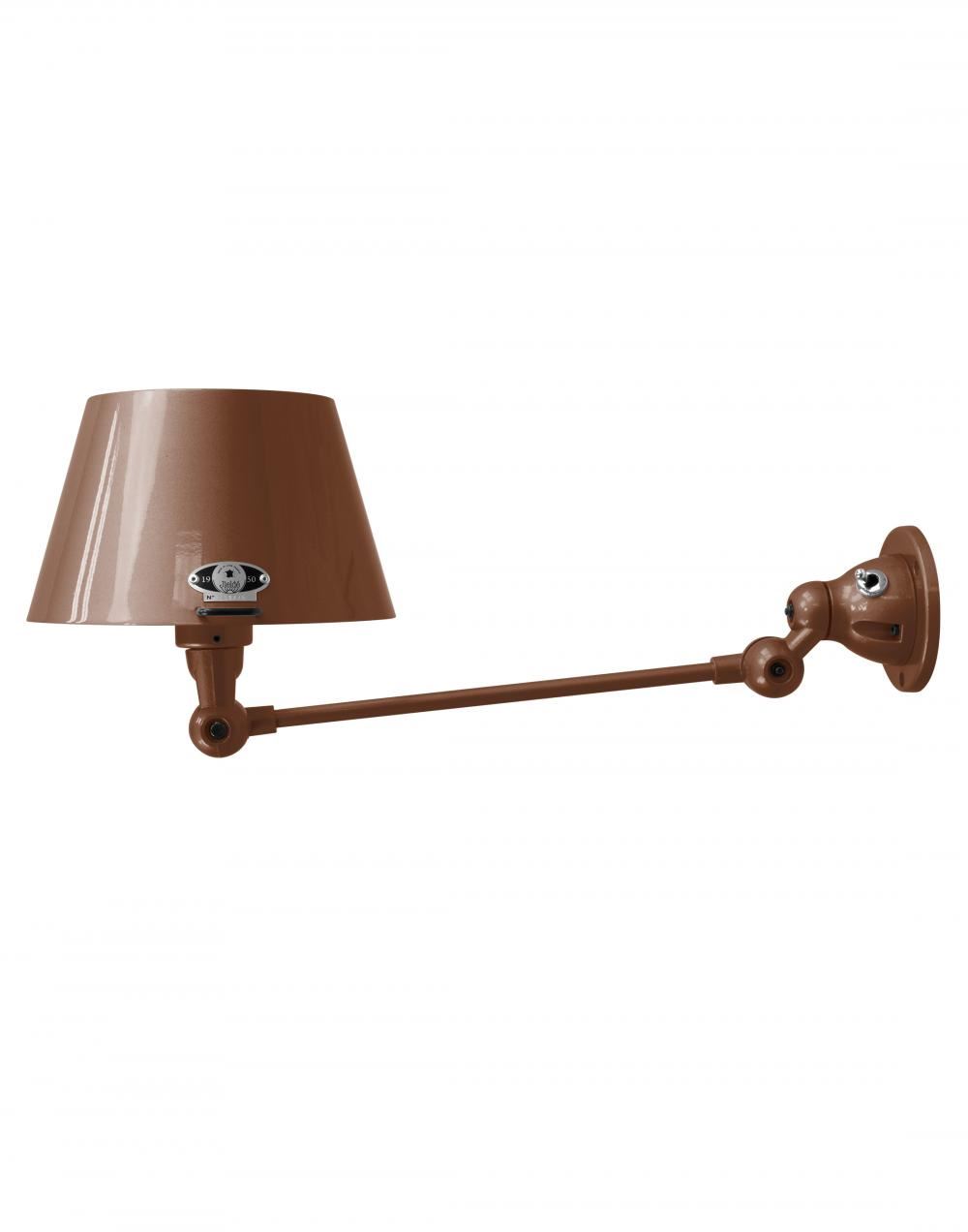 Jielde Aicler One Arm Adjustable Wall Light Straight Shade Chocolate Gloss Integral Switch On Wall Base