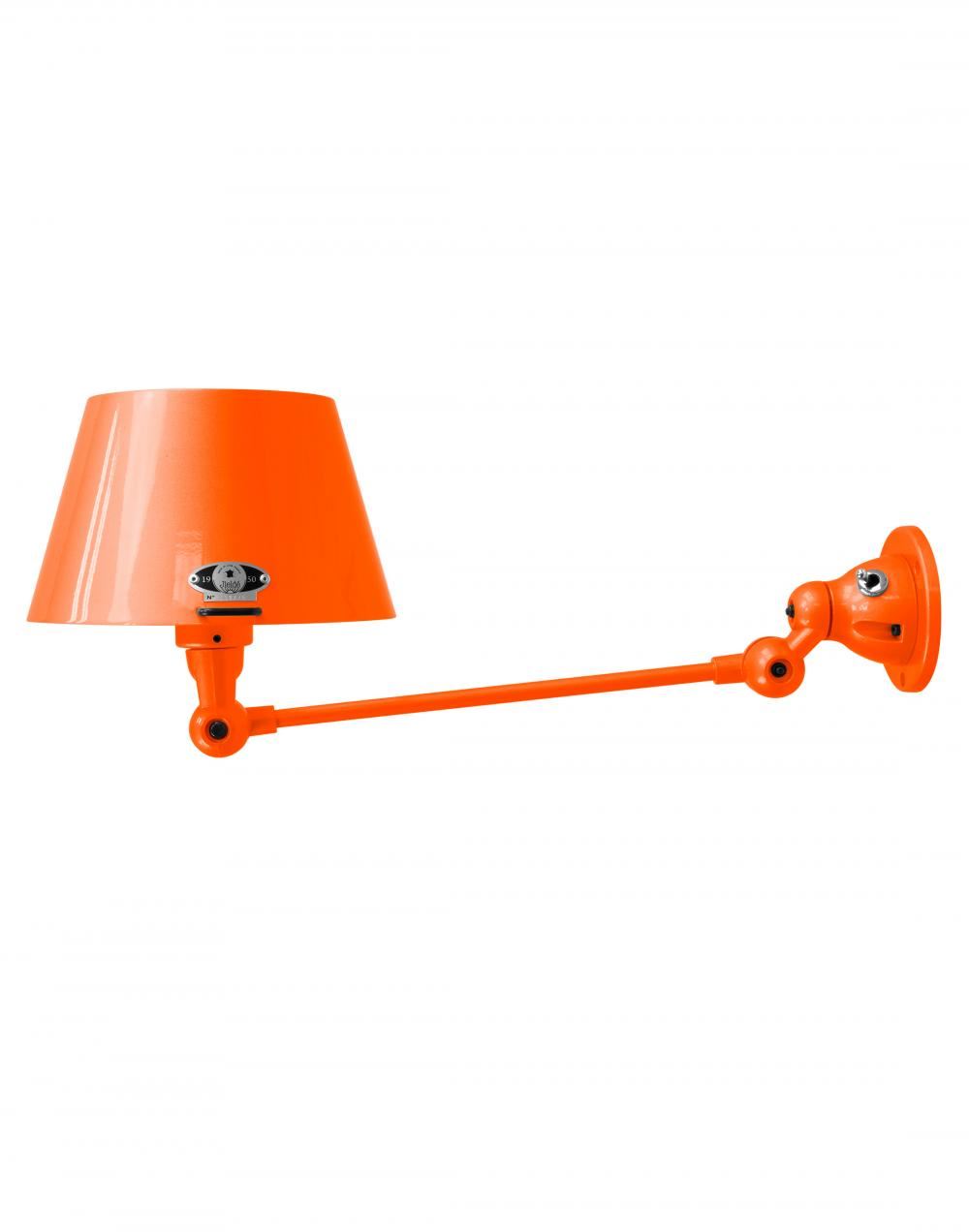 Jielde Aicler One Arm Adjustable Wall Light Straight Shade Orange Matt Integral Switch On Wall Base