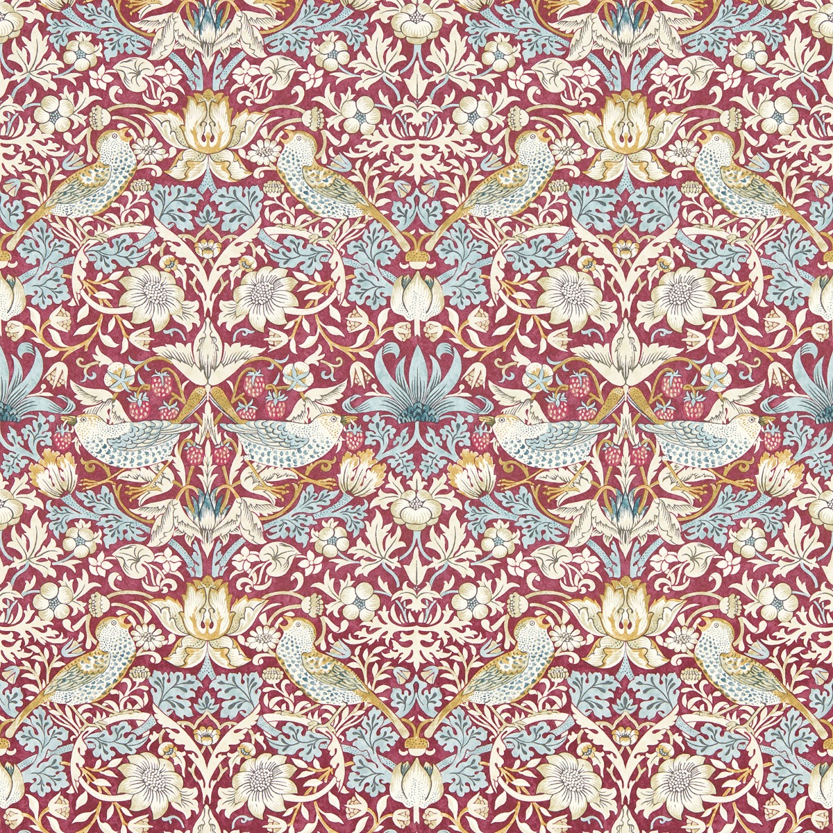 Clarke & Clarke Clarke & Clarke William Morris Design Strawberry Thief Wallpaper Plum Cream Paste The Wall, Purple