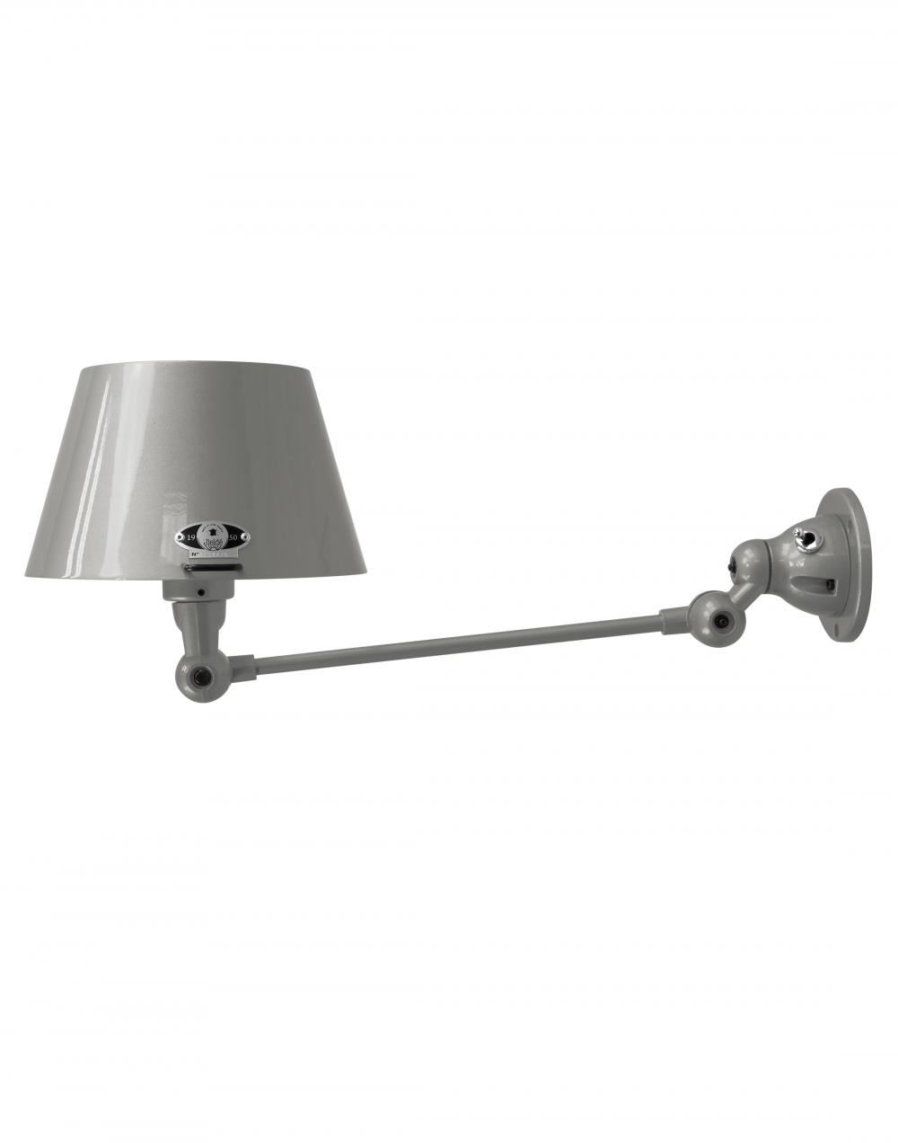 Jielde Aicler One Arm Adjustable Wall Light Straight Shade Mouse Grey Matt Integral Switch On Wall Base