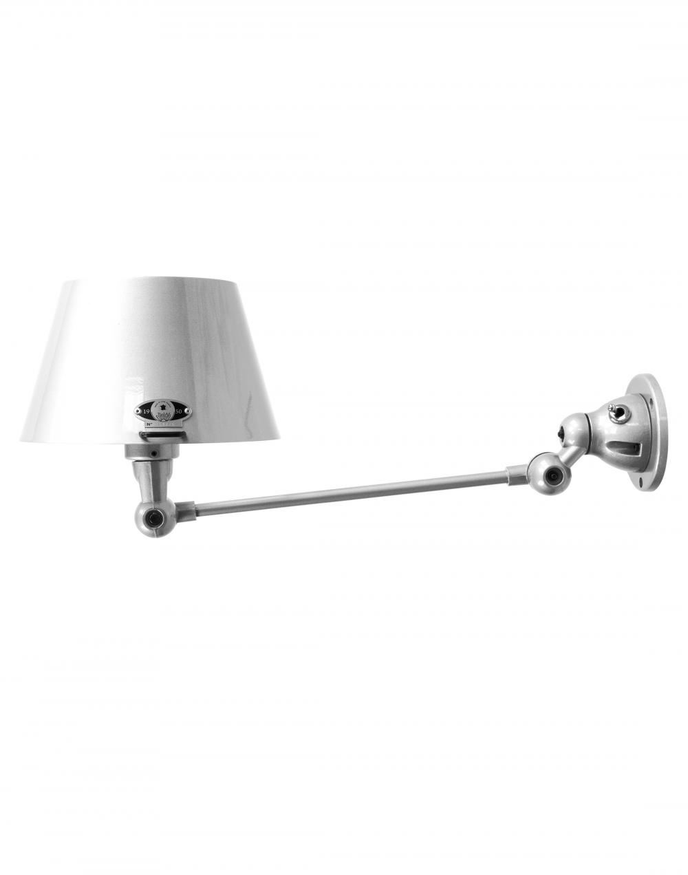 Jielde Aicler One Arm Adjustable Wall Light Straight Shade Polished Chrome Integral Switch On Wall Base
