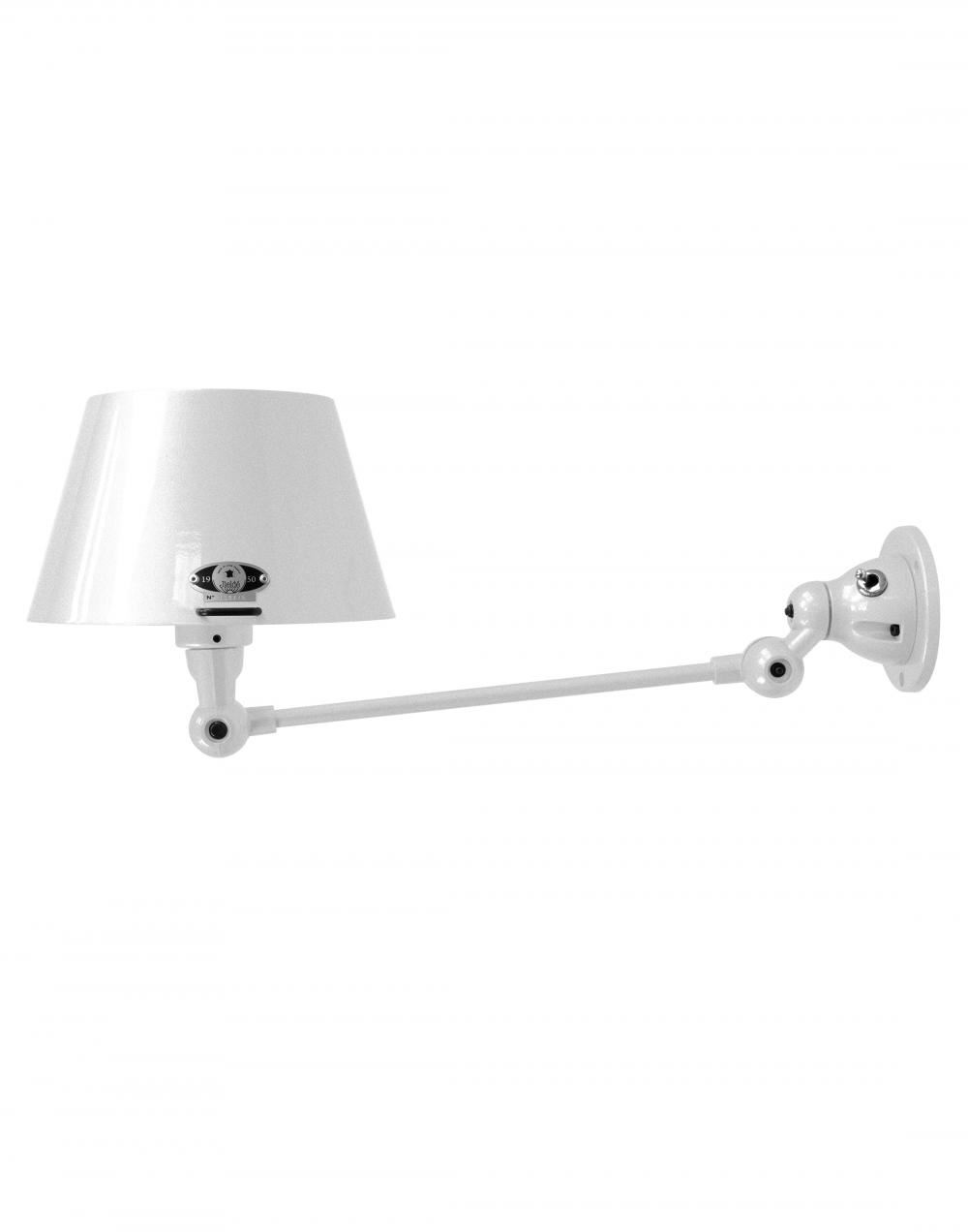 Jielde Aicler One Arm Adjustable Wall Light Straight Shade Silver Grey Gloss Integral Switch On Wall Base
