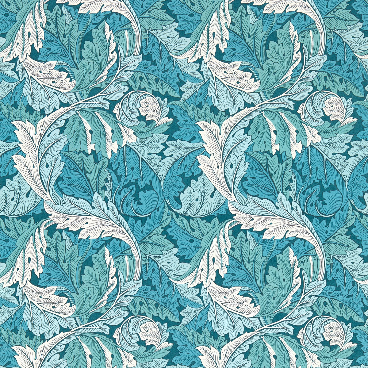 William Morris Acanthus Wallpaper Teal W0175/04