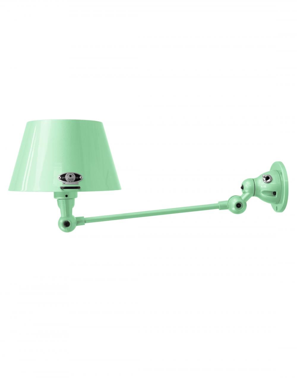 Jielde Aicler One Arm Adjustable Wall Light Straight Shade Water Green Gloss Hardwired No Switch