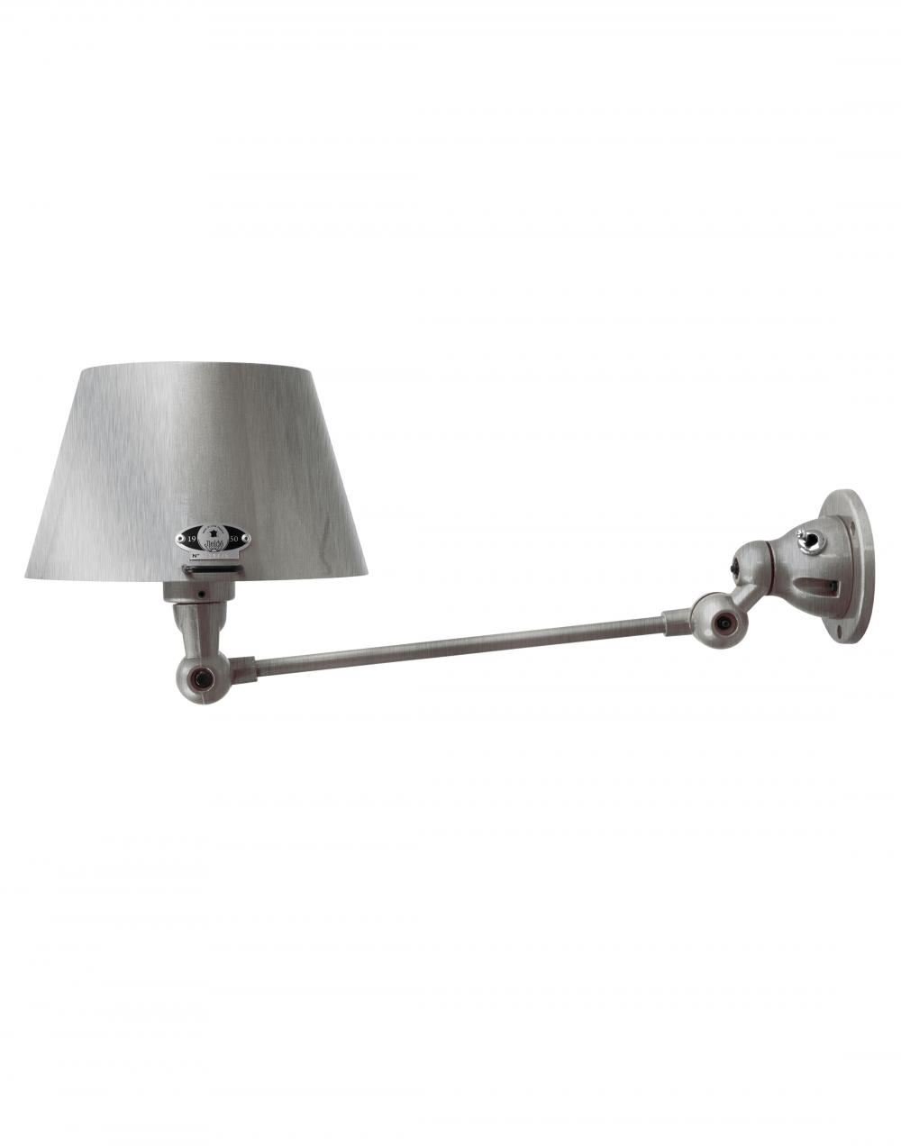 Jielde Aicler One Arm Adjustable Wall Light Straight Shade Brushed Steel Hardwired No Switch