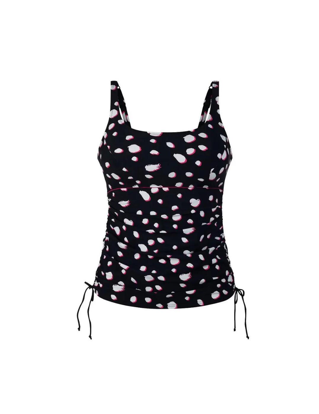 For a bit more coverage and a gorgeous look choose the Vlabella tankini top! Inspired by polka dot print but with a summer seaside twist, is the perfect beach companion! Thanks to the side gathers, the length of the top can easily be adjusted. This stunning tankini top also features prosthesis pockets.  Feminine and elegant design Comfortable and contemporary fit Non-padded and non-wired Features prosthesis pockets Adjustable straps No back closure creates a 'pull over' fit Composition: 73% Nylon, 27% Elastane Top only Listed in UK sizes  40394-73834 6595-1 Tankini Top