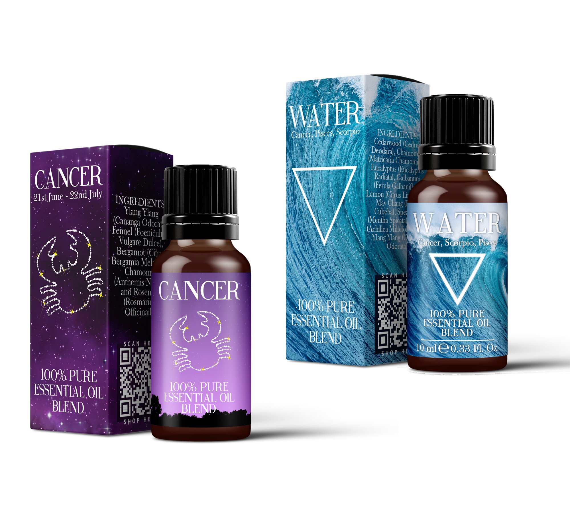 Image of Water Element & Cancer Zodiac Sign Astrology Essential Oil Blend Twin Pack (2x10ml)