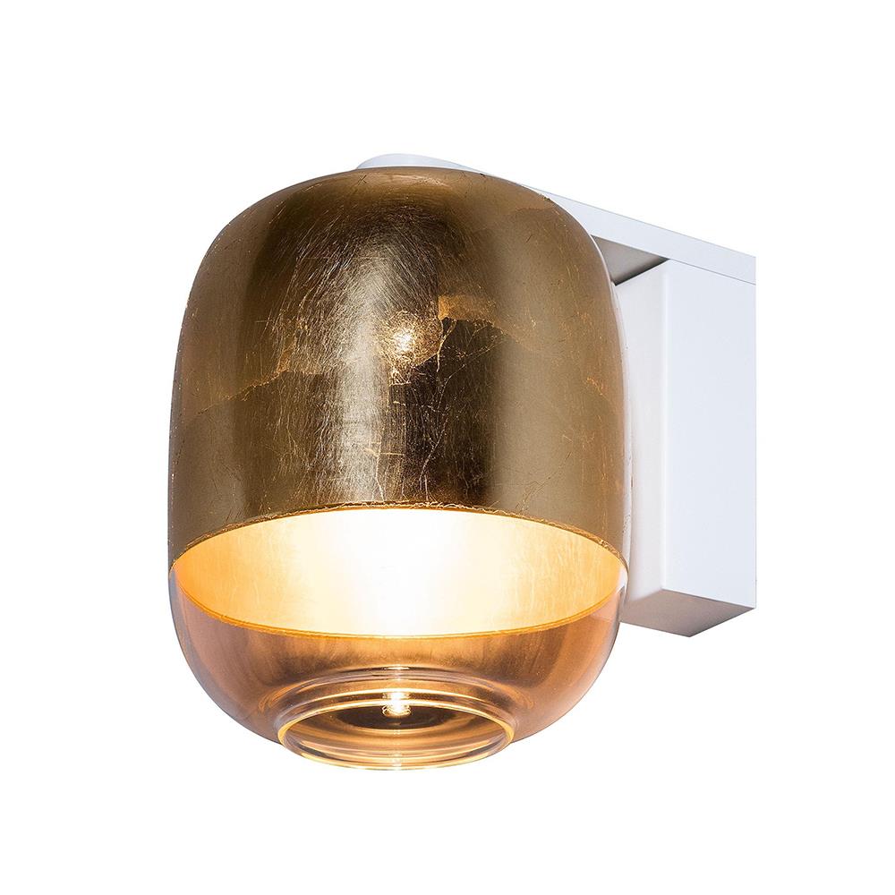 Gong Wall Light Gold Leaf Matt White