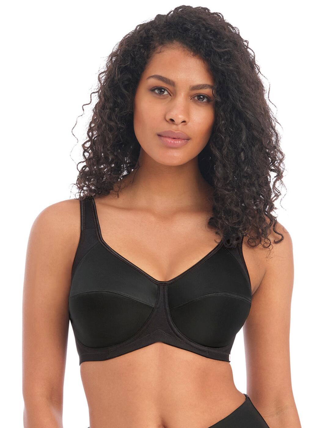 Freya has engineered the Active Core sports range for maximum performance, support and comfort. This underwired sports bra is designed from premium Coolmax fabric to ensure that you stay dry and perform to your best. Additionally, the innovative bra design boasts mesh panels between the cups to help keep you cool. The straps are padded for the utmost comfort and fasten with a secure hook and eye closure.  Breathable Coolmax fabric Supportive underwired design Full cup coverage Padded adjustable shoulder straps Non-padded cups Hook and eye closure Country of origin: Sri Lanka Composition: 28% Polyamide &pipe; 3% Elastane &pipe; 69% Polyester Listed in UK sizes  546-59949-769329 4002 Underwired sports bra