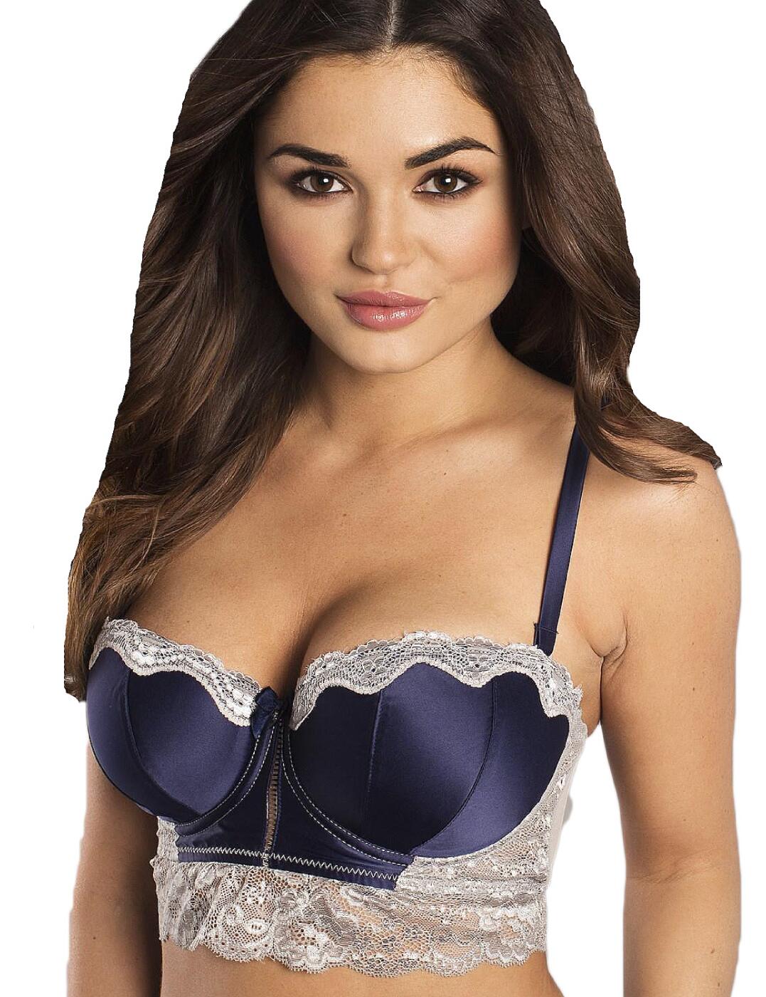 Redefine what it means to be sexy in the stunning new Envy range, by Pour Moi?! This chic and sophisticated longline bra offers great coverage to preserve modesty and can also be worn without straps to rock a strapless look! Offering a comfortable and flexible fit, this bra features satin cups with contrasting lace panels and edging to create a truly luxurious feel. This bra is underwired to provide excellent uplift and support, yet non-padded for a natural look. Securing at the back with hook and eye closure and featuring adjustable straps for an individual fit, this bra is complimented with a diamante bow in the centre, and looks fabulous when paired with matching coordinates from the Envy range!  Chic and sexy design Comfortable and contemporary fit Underwired support Non-padded design for a natural look Decorated in luxurious lace styling Satin-like fabric for a touch of luxury Secures at the back with hook and eye closure Adjustable straps offer an individual fit Matching coordinates available Composition:- 48% Polyamide &pipe; 39% Polyester &pipe; 13% Elastane Listed in UK sizes  32374-60054-771945 43000 Sexy Strapless/Multiway Longline Bra