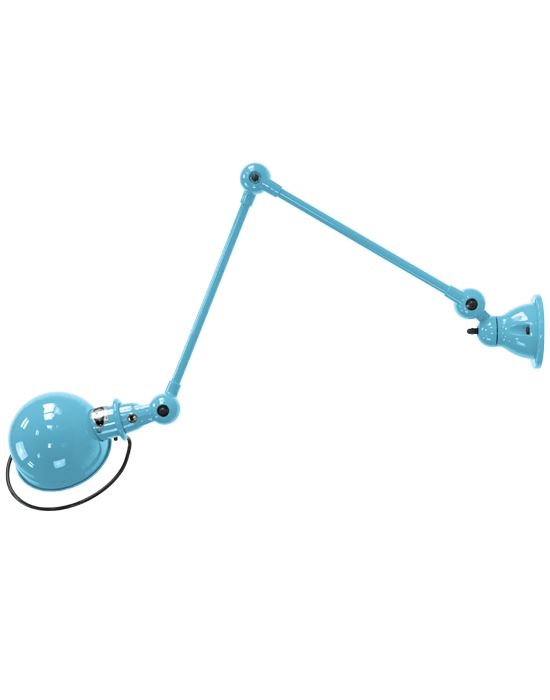 Jielde Loft Two Arm Wall Light Pastel Blue Gloss Plug Switch And Cable