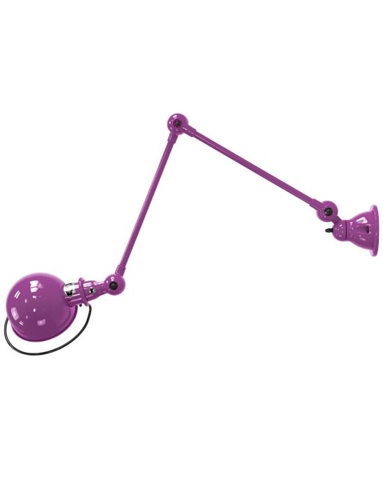 Jielde Loft Two Arm Wall Light Violet Fuchsia Gloss Plug Switch And Cable